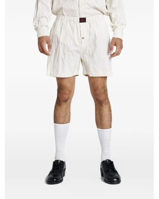 Willy Chavarria White Willy Logo-Patch Button-Detail Shorts for men
