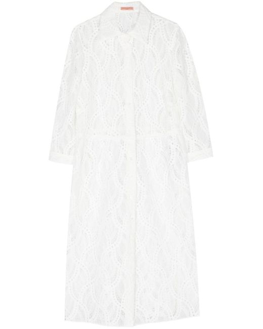 Ermanno Scervino White Guipure-lace Perforated Shirtdress