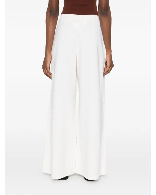 Max Mara White Logo-Appliqué Knitted Trousers