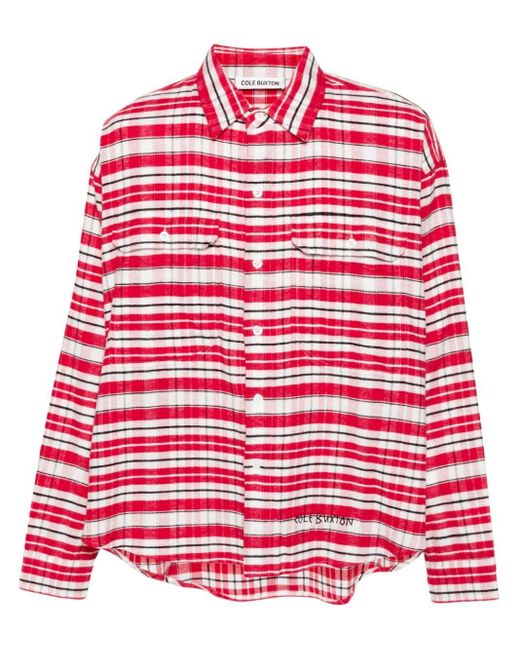Cole Buxton Red Tartan Check-pattern Cotton Shirt for men