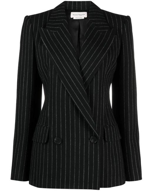 McQueen Gestreepte Blazer in het Black