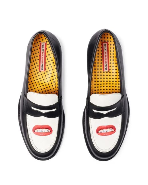Scarosso Black Mouth-Motif Loafers for men