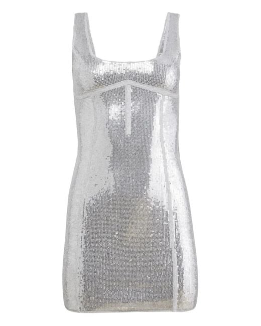 Fleur du Mal Gray Sequin Knit Bodycon Dress