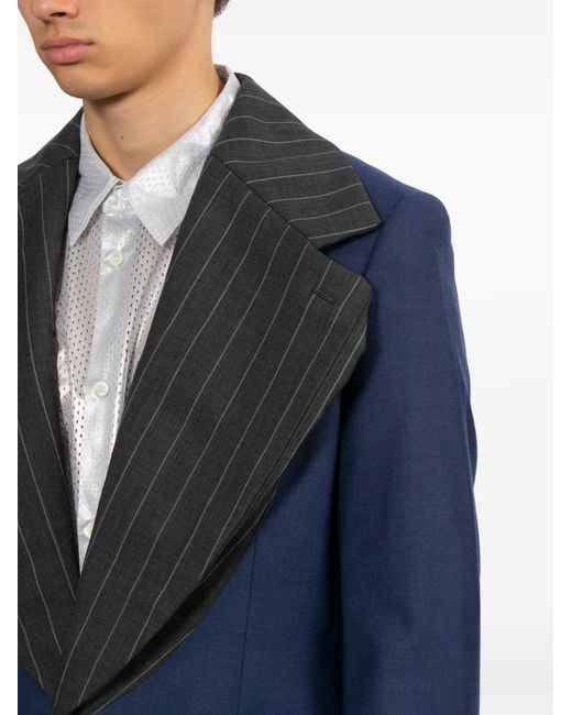 Comme des Garçons Blue Pinstripe Panel Jacket for men