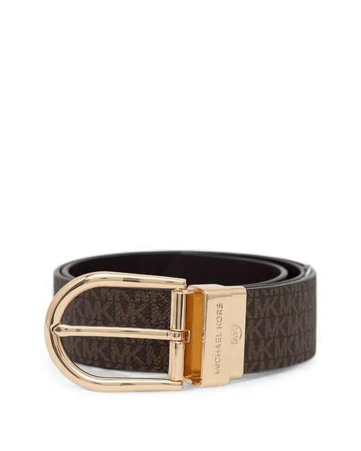 MICHAEL Michael Kors Black Monogram-Print Reversible Belt