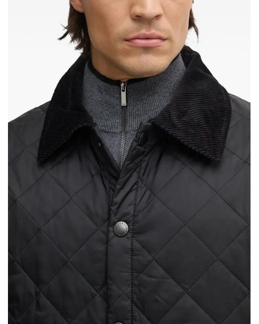 Barbour Black Liddesdale Diamond-Quilt Padded Jacket for men