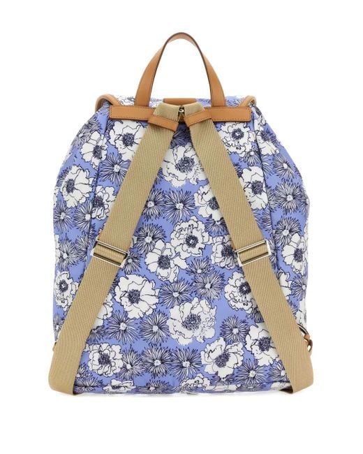 Prada Blue Floral-Print Backpack for men