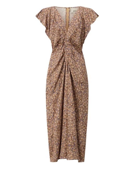 Isabel Marant Brown Lyndsay Ruffled Midi Dress