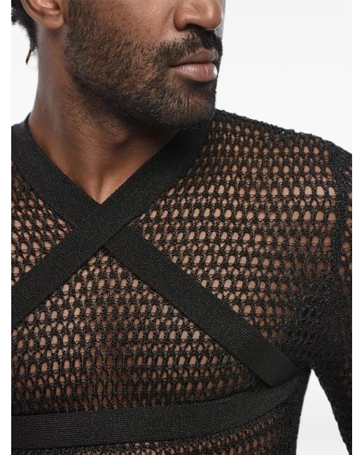 Off-White c/o Virgil Abloh Black Criss-Cross Net-Knit Sweater for men
