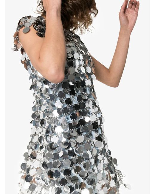 Rabanne Metallic Sequin Chain-Disc Mini Dress