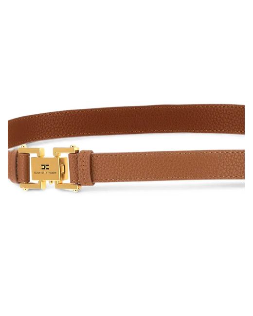 Elisabetta Franchi White Logo-Plaque Pebbled-Effect Belt