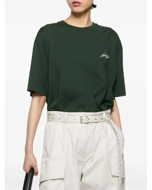 Acne Green Jersey T-Shirt With Logo