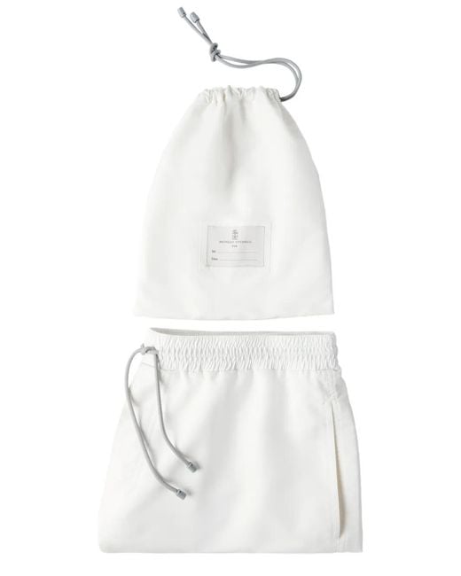 メンズ Brunello Cucinelli ドローストリング トランクス水着 White
