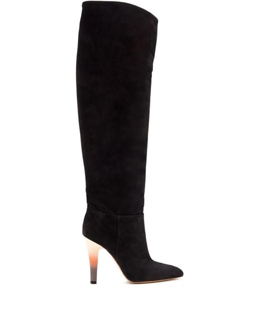 Paris Texas Black 10Mm Pointed Suede Heel Boots