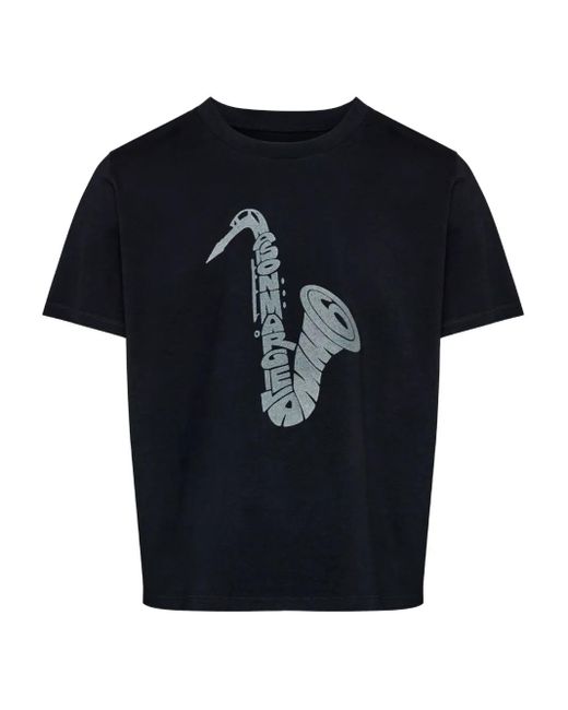 MM6 by Maison Margiela Black Saxophone-Print T-Shirt for men