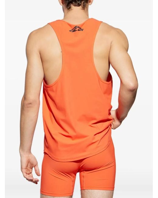 DSquared² Orange Icon Logo-Print Tank for men