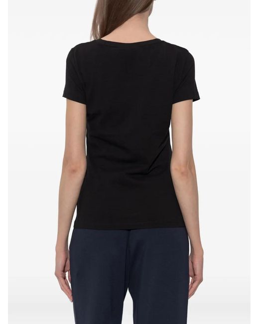 EA7 Black Logo Series Embellished Logo-Print T-Shirt