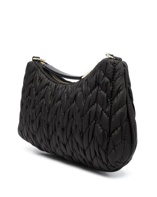 Versace Jeans Couture Black Logo-Plaque Matelassé Shoulder Bag