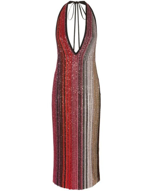 Missoni Striped Midi Dress in Red Lyst UK