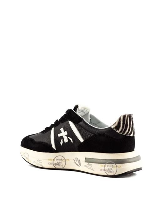 Premiata Black Cassie Sneakers mit Zebra-Einsatz