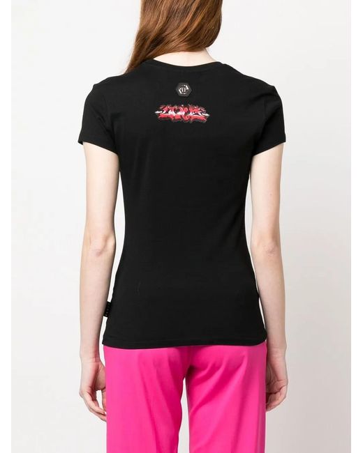 Philipp Plein Black Rhinestone-Embellished Short-Sleeve T-Shirt