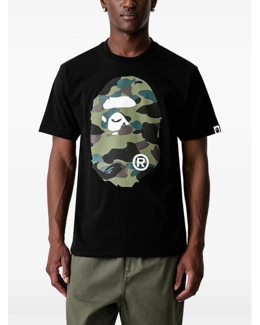 A Bathing Ape Black Ape Head Camouflage-Print T-Shirt for men