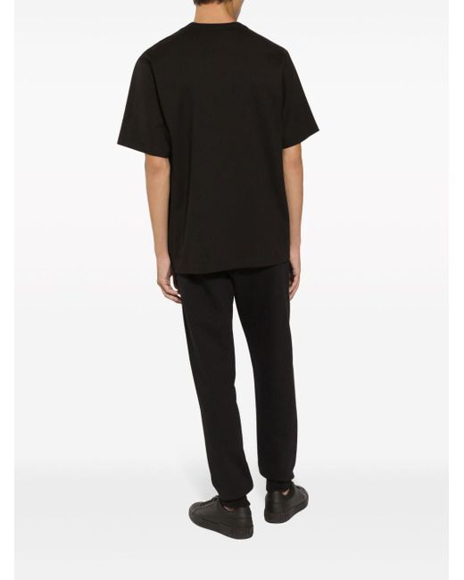 Camiseta de algodón con parche DG de strass Dolce & Gabbana de hombre de color Black