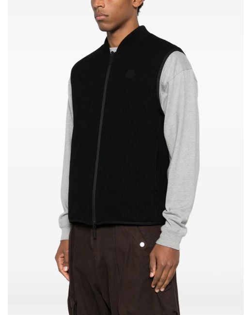 Moncler Black Logo-Patch Jacket for men