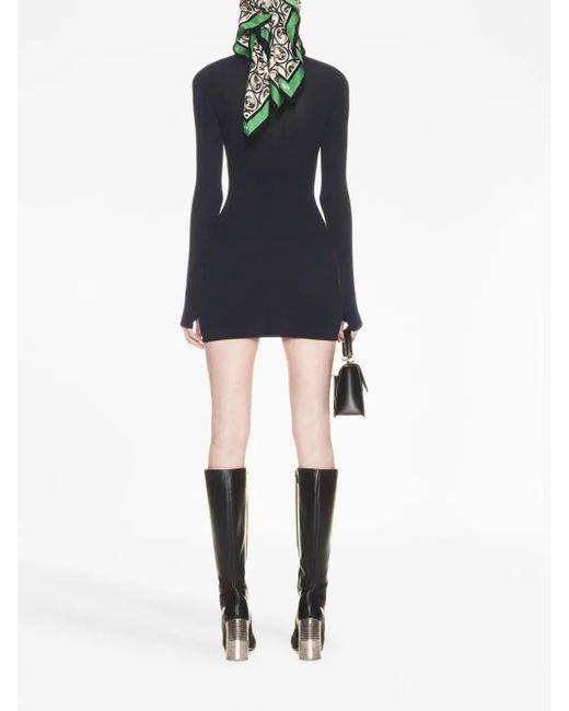 Off-White c/o Virgil Abloh Blue Intarsia-Knit Minidress