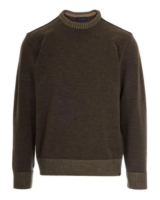 Paul & Shark Brown Ribbed-Hem Wool Sweater for men