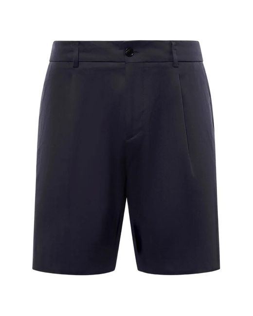 BE ABLE Blue Pleated Elasticated-Waist Shorts for men