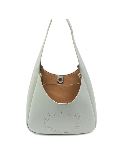 Stella McCartney Gray Large Logo Perforated Shoulder Bag