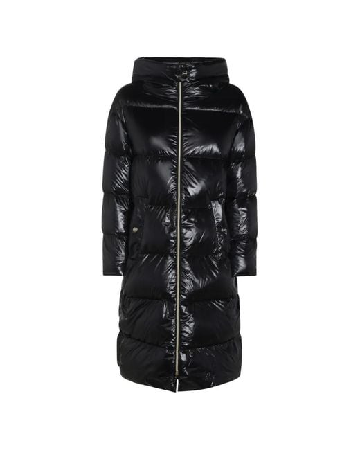 Herno Black Quilted Hooded Coat