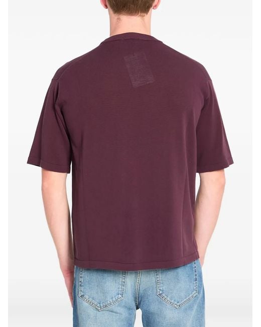 Roberto Collina Purple Ribbed Crewneck T-Shirt for men