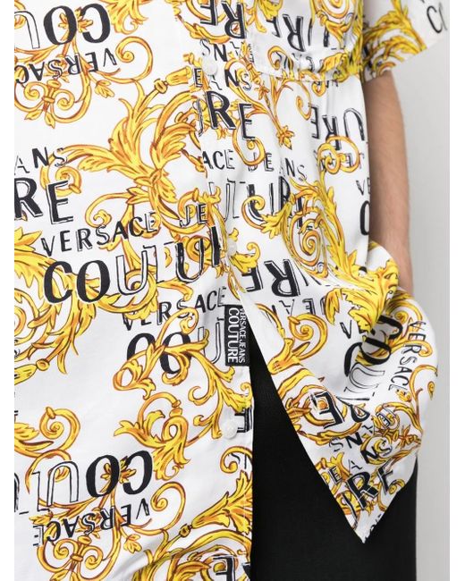 Versace Jeans Couture Yellow Baroque-Print Short-Sleeve Shirt for men