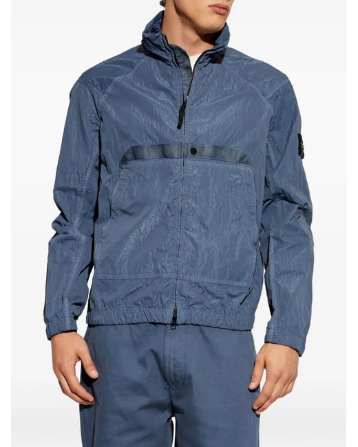 Stone Island Blue Logo-Patch Zip-Up Jacket for men