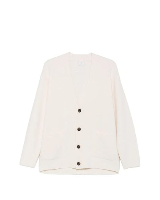 Eleventy White V-Neck Button-Up Cardigan for men