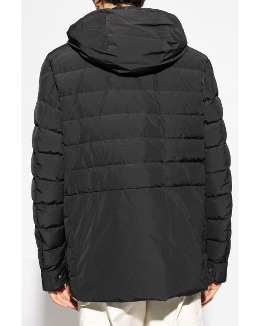 Moncler Black Logo-Appliqué Padded Coat for men