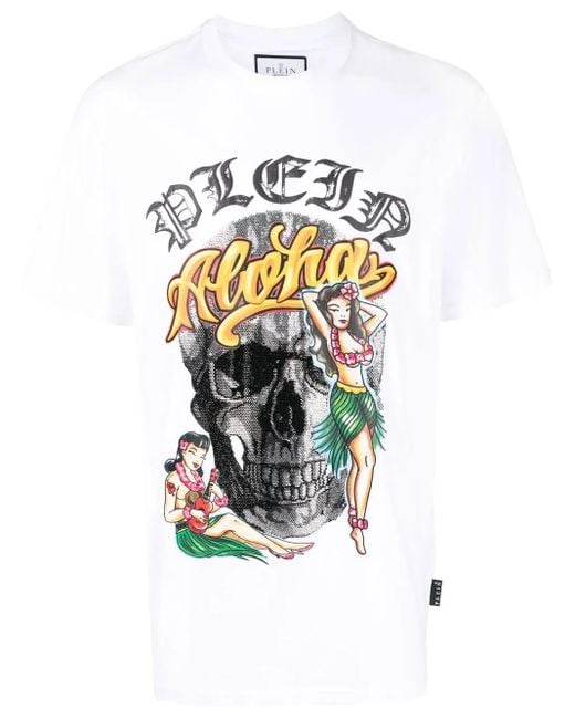 Philipp Plein White Hawaii Short-Sleeve T-Shirt for men
