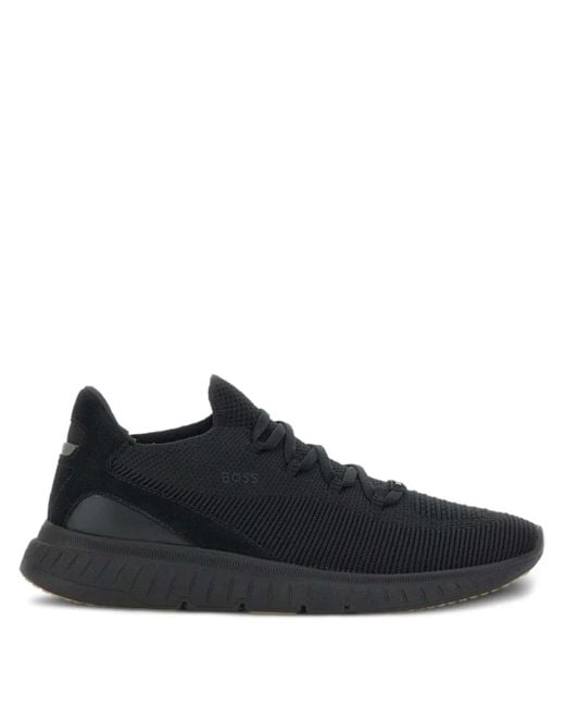 メンズ Boss レースアップ スニーカー Black