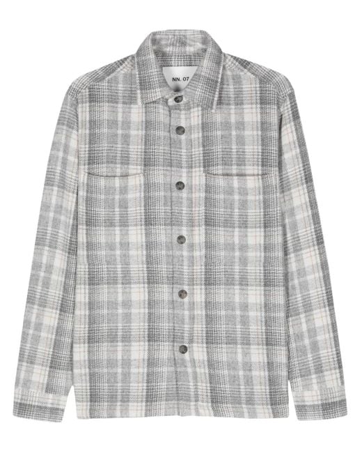NN07 Gray Frode Check-Pattern Overshirt for men