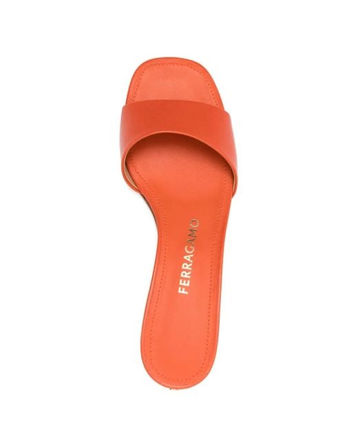 Ferragamo Red Low Heeled Slip-On Sandals