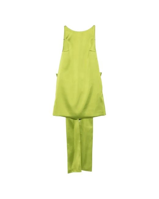 Self-Portrait Green Oversized-Bow Mini Dress