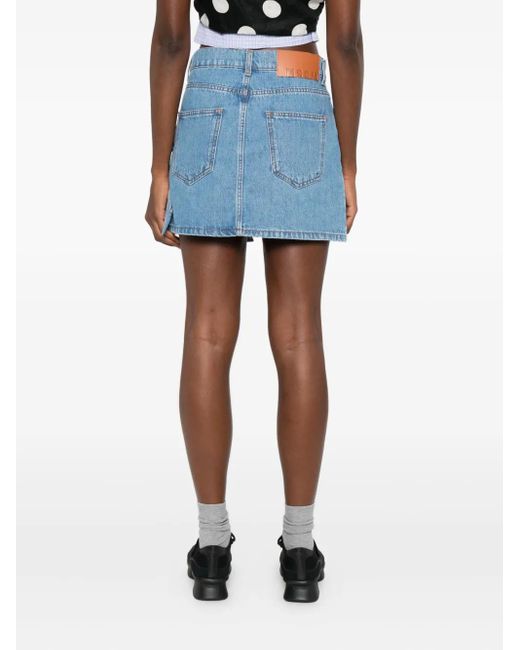 Minijupe En Jean À Détail De Nœud MSGM en coloris Blue