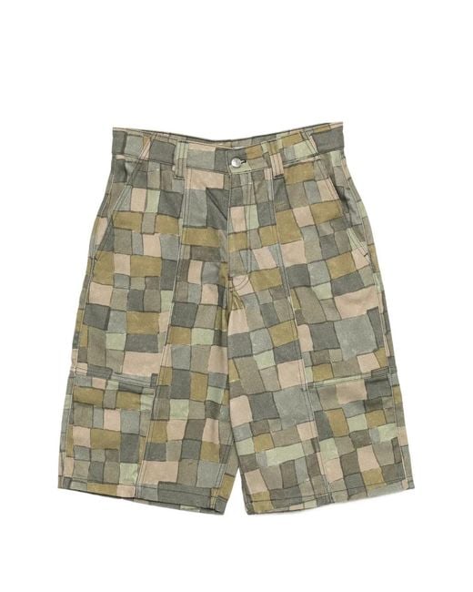 Maison Kitsuné Geruite Shorts in het Green voor heren