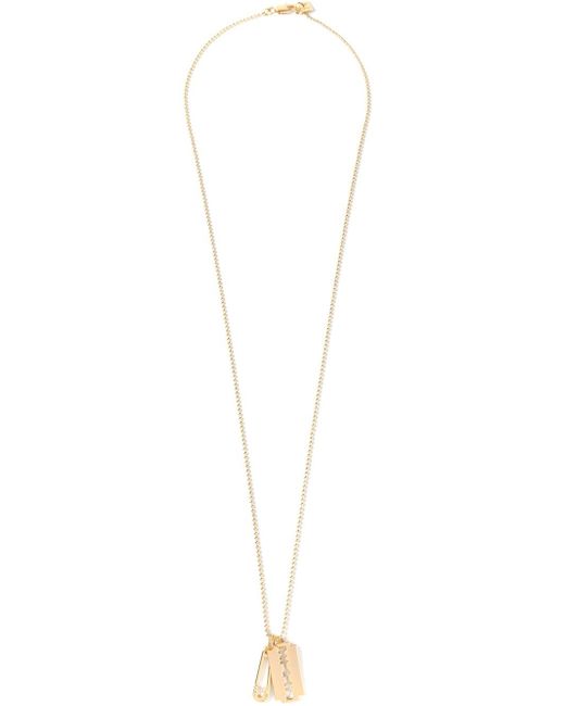 McQ Metallic Safety Pin And Razor Blade Necklace