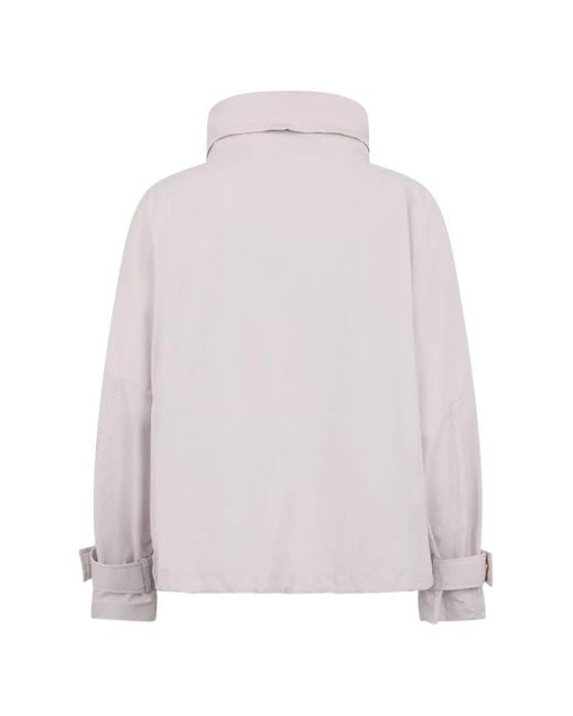 Moorer White High-Neck Buttoned Jacket