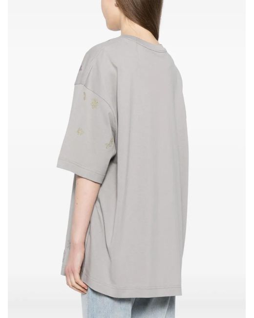 JNBY Gray Bear Printed Short Sleeved T-Shirt