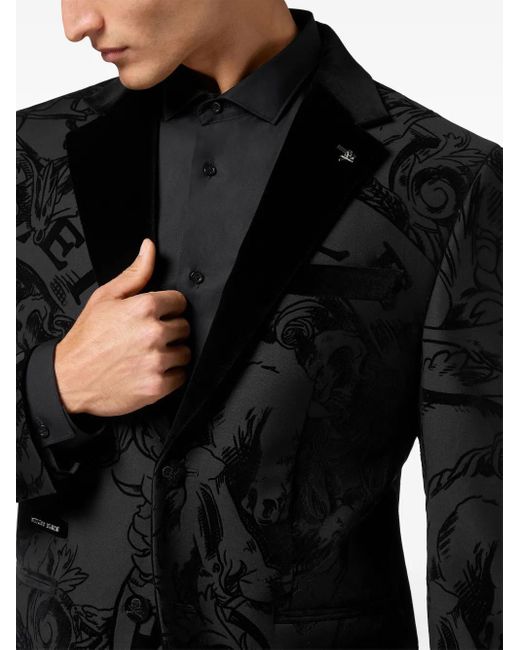 Philipp Plein Black Graphic-Print Blazer for men