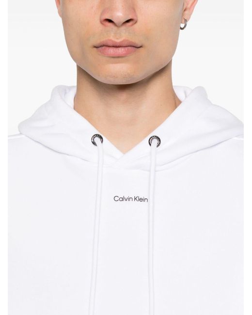 Sudadera con capucha y logo Calvin Klein de hombre de color White